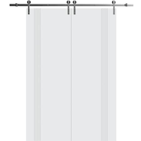 Sartodoors Modern Double Barn Door 60 x 80 inches, BASIC 0111 Arctic White, 13FT Silver Rail Track Set, Soli BASIC0111DB-S-MAW-60