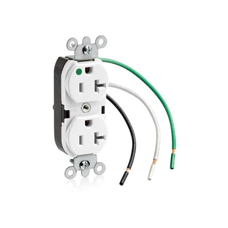 Leviton Heavy Duty Hospital Grade Duplex Receptacle, 20 Amp, 125 Volt 8300-LW