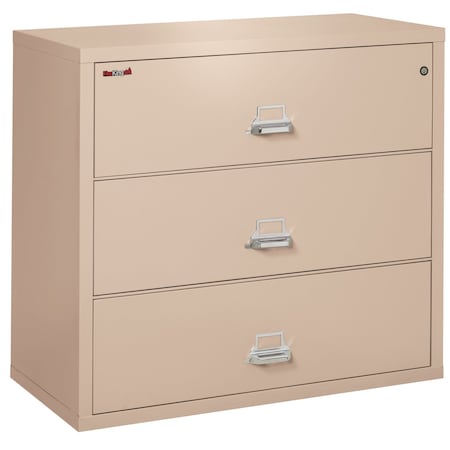 Fireking 3 Drawer, 1 Hr Fire & Impact Rated, 44" Wide Lateral Champagne 3-4422-CCH