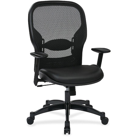 Office Star Managerial Chair Managers Chair, Adjustable Arms, 19-1/4" TO 23-1/4" Height, Leather, Black 2400E