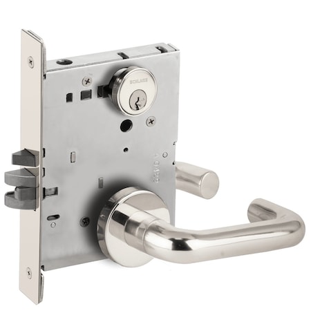 Schlage Grade 1 Storeroom Mortise Lock, Conventional Cylinder, S123 Keyway, 03 Lever, A Rose, Bright Chrome L9080P 03A 625