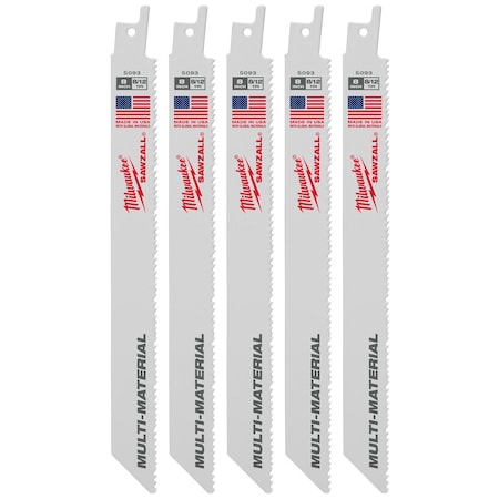 Milwaukee Tool 8" 8/12 TPI SAWZALL Blades (5 Pk) 48-00-5093