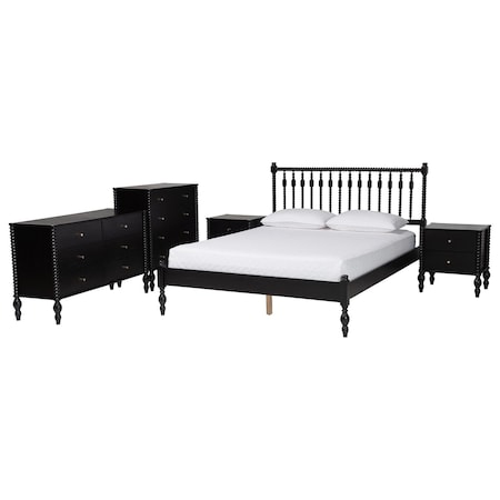 Baxton Studio Callison Bedroom Set with Chest, Black, Full 271-14731-14742-14740-14736-14736-ZORO