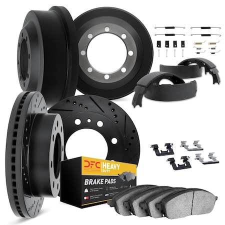 Dynamic Friction Co DFC Brake Rotor - Drilled & Slotted - Black- Heavy Duty Brake Pad & HW Kit 8284-48017