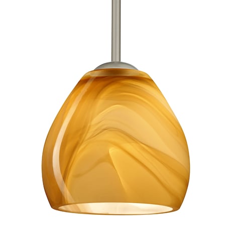 Besa Lighting Besa Bolla Stem Pendant, Honey, Satin Nickel Finish, 1x 9W LED 1TT-4122HN-LED-SN