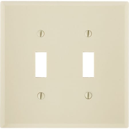 Leviton 2-Gang Smooth Plastic Mid-Way Toggle Switch Wall Plate Ivory 001-80509-00I