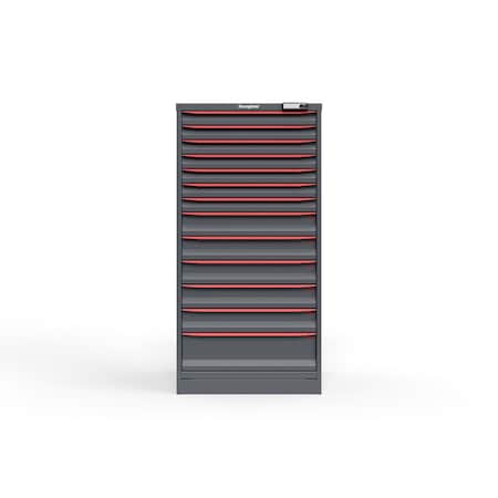Strong Hold 13 drawer cabinet - (7x 2ft, 5x 4ft, 1x 7ft) - Red accents - E-Lock w/ Tracking S3060-PPTAS-1302DS