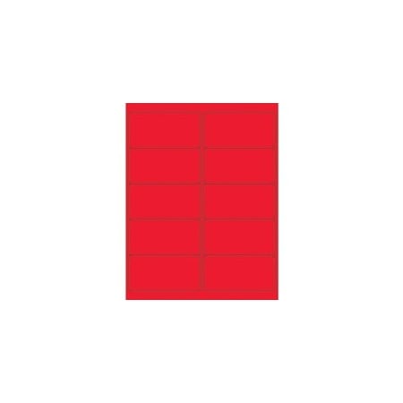 Bubblefast 4 x 2'' Fluorescent Red Removable Rectangle Laser Labels-10 Labels per Sheet BFLL410RD