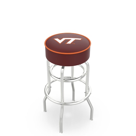 Holland Bar Stool Co 25" Virginia Tech Cushion Seat, 2-Ring Chrome Swivel Bar Stool L7C125VATech