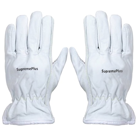 Supremeplus Cut Resistant Goatskin Leather Driver Gloves, White, Size: 2XL, Pair 12 SP-0950