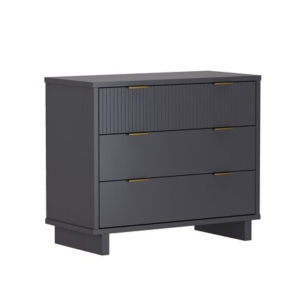 Manhattan Comfort Elara 38 in Solid Wood Dresser in Charcoal Gray (3-Drawer) DR1782-5