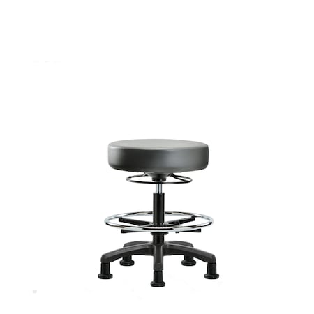 Blue Ridge Ergonomics Vinyl Mini-Stool, Med Bench, CF, Glides, Sterling BR-VMBMS-RG-CF-RG-8840