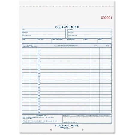 Rediform Purchase Order Book, 2-Part, Carbonless, 8-1/2" x 11", 50 Sets/Book 1L146