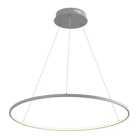 Jonathan Y Brice 35" Modern Contemporary Metal Round Dimmable Integrated LED Pendant, Gray JYL7220E