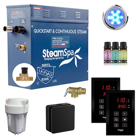 Steamspa Royal Series 4.5KW Steam Generator w/ Continuous Steam, Dual Touchpads and AutoDrain in Matte Black RYTS450MK-A