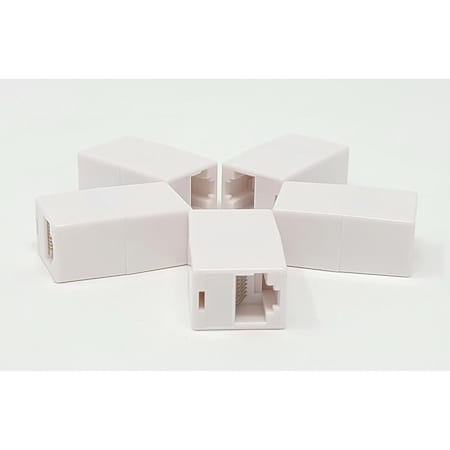 Micro Connectors Cat 5e 24 AWG Ethernet Coupler, White, 5PK C20-110L5W-5