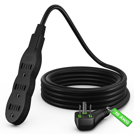 Maximm 8ft 3-Outlet Multi Plug Extension Cord 125V 3-Prong, ETL, Black 3-OUT-EXT-BNN-08