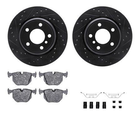 Dynamic Friction Co DFC Rotors-Drilled & Slotted-Black w/ EURO 5000 Ceramic Brake Pads Incl Hdw 8612-31109