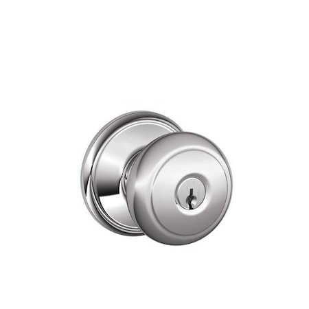 Schlage Residential Andover Knob Keyed Entry Lock C Keyway with 16211 Latch and 10063 Strike Bright Chrome Finish F51AAND625