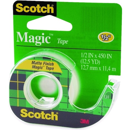 Scotch Permanent Single-Sided Office Tape, 450 in L, 1/2 in W, Plastic Backing 104