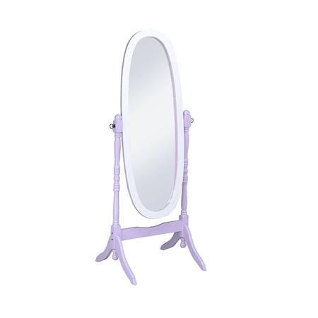 Homeroots 59" Purple And White Wood Freestanding Oval Framed Cheval Mirror 468369