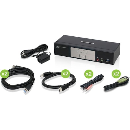 Iogear 2-Port DisplayPort1.2 KVMP w/USB3.1 Hub TAA Compliant GCS1932