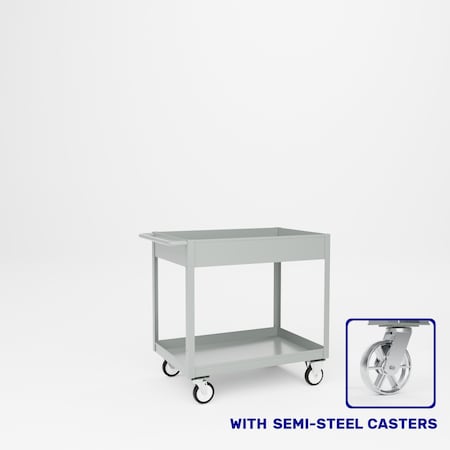 Pucel Welded Box Service Cart, 24 in W x 36 in D x 37 in H, Semi-Steel Casters, 6 in Deep Box, Gray TSC-2436-6S
