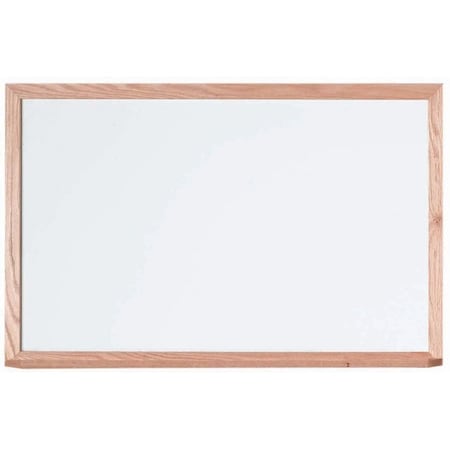 Aarco Melamine Marker Board, White Melamine Marker Board w/ a Red Oak Frame, Size 24''Hx36''W WOC2436
