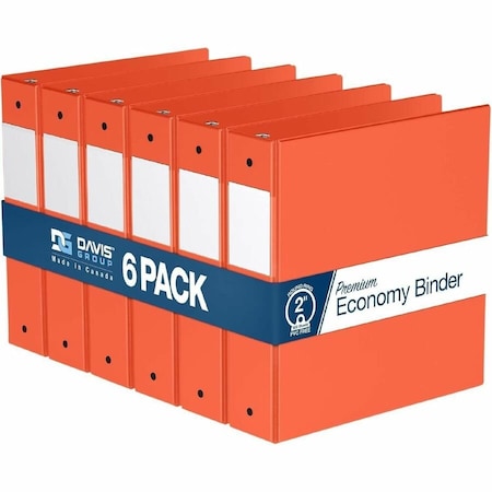Davis Group Premium Economy, Round Ring, Binder, (Orange, 2"), PK6 2313-19-06
