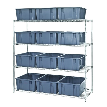 Quantum Storage Systems WIRE SHELVING UNIT W/ snt's WR4-12225GY