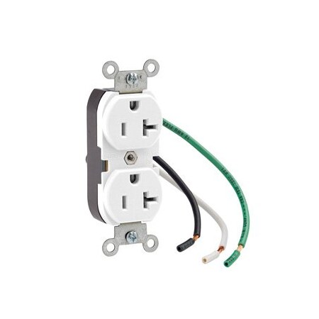 Leviton Industrial Series Heavy Duty Grade Duplex Receptacle, 20 Amp, 125 Volt 5362-LW