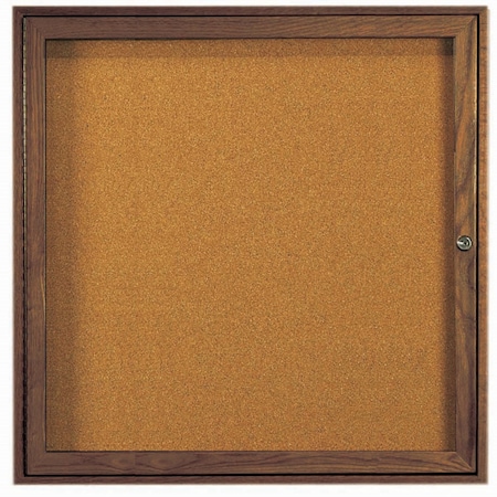 Aarco Enclosed Bulletin Board Red Oak Frame Walnut Stained, 36''Hx36''W WBC3636R