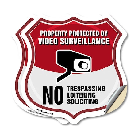 Signmission Video Surveillance Shield Sign Property, 6 inch X 6 inch, Vinyl Decal, 2PK SHI-D-2PACK-6-472