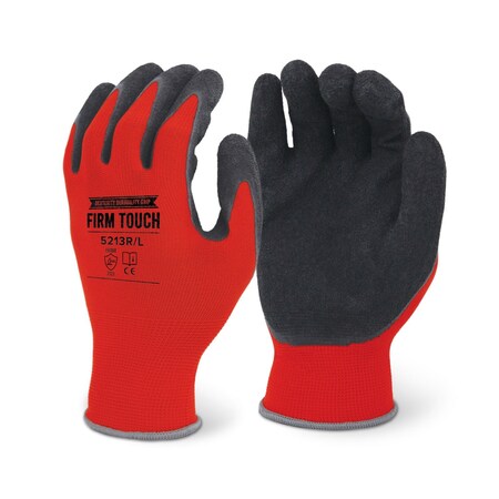 Firm Touch 13G Red W/ Black Crinkle Latex Coated Gloves, Comfort, Durable 2XL, 12PK 5213R 2XL