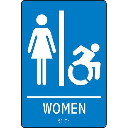 Accuform ADA Braile Restroom Sign, 9 in x 6 in PAD116BU