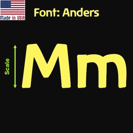 Aacc Self-Adhesive Vinyl Letter: m, Scale: 20 in. Color: Yellow Font: Anders by, 12PK AACC-Anders-lm-Yellow-I20x12