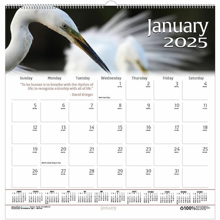 House Of Doolittle Earthscapes Wildlife Wall Calendar, 12'' x 12'', 2025 3731