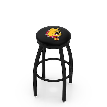 Holland Bar Stool Co 36" Blk Wrinkle Ferris State Swivel Bar Stool, Accent Ring L8B2B36FerrSt