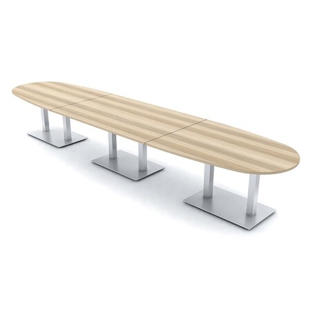 Skutchi Designs Boval Conference Table With Power Unit, 48 in W, 216 in L, Brown HAR-BOVL-48X216-DOU-K525-NA