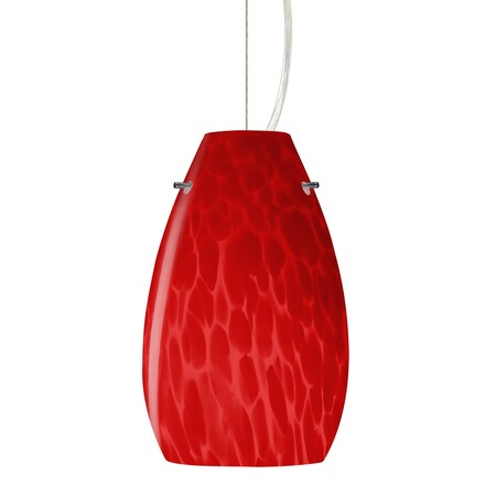 Besa Lighting Besa Pera 9 Pendant, Red Cloud, Satin Nickel Finish, 1x 9W LED 1KX-4126RC-LED-SN