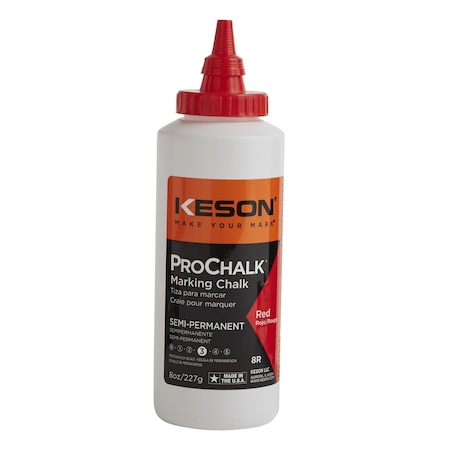 Keson Marking Chalk, Red, Semi-Permanent, 8 oz 8R