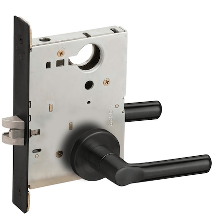 Schlage Grade 1 Passage Latch Mortise Lock, 18 Lever, A Rose, Flat Black Coated Finish, Field Reversible L9010 18A 622