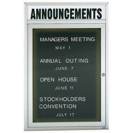 Aarco Illuminated Outdoor Enclosed Directory w/ Al Frame Header, Clear Satin Anodized Finish, 24''Hx18''W OADC2418HI