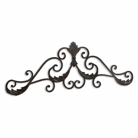 Homeroots 11" X 32" Brown Metal Rustic Scroll Hanging Dimensional Sculpture 379860