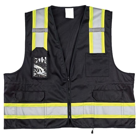 Jj Keller High Visibility Safety Vest with Pockets, Zipper, Reflective Strips, Black, 4XL/5XL 64340