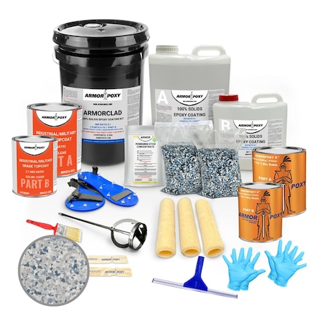 Armorpoxy Epoxy Floor Kit 4-Layer Full Flake Broadcast - 600 Sq Ft -Tidal Wave 121648
