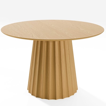 Homeroots 46" Brown Solid Wood Pedestal Base Round Top Dining Table 721020