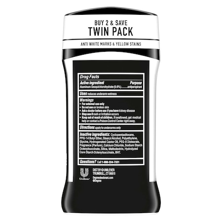 Degree Men UltraClear Black Plus White Antiperspirant Deodorant, Twin Pack, 5.4 Ounce, 6PK 68639364