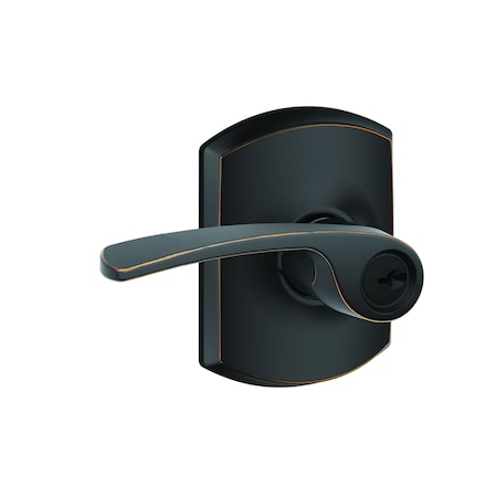 Schlage Residential Merano Lever with Greenwich Rose Keyed Entry Lock C Keyway with 16211 Latch and 10063 Strike F51AMER716GRW