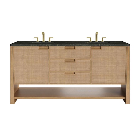 James Martin Vanities Solene 72" Double Vanity, Seaside Oak, w/ 3 CM Phantome Eclos Top D225-V72-SSO-3PHT